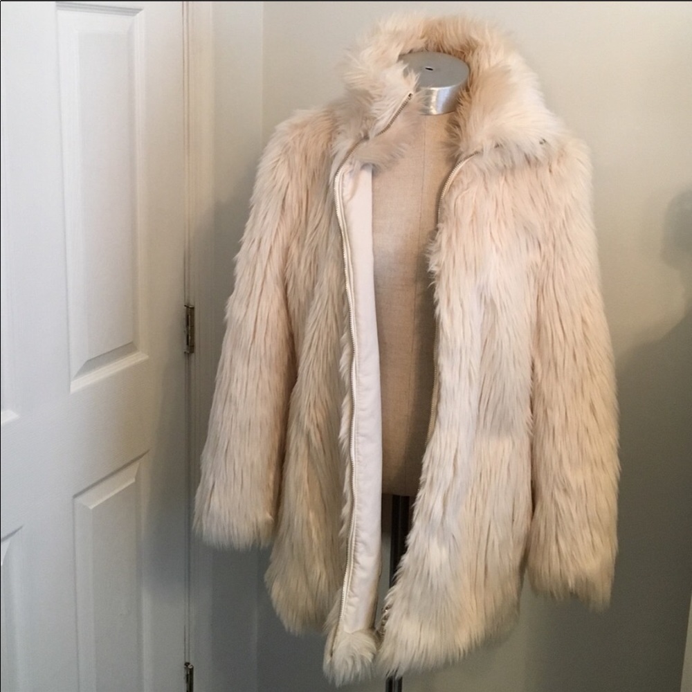 Cream Faux Fur Coat